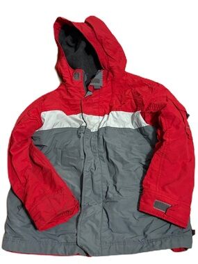 Gap Full Zip Hooded Jacket Small Windbreaker Winter Coat Red Gray